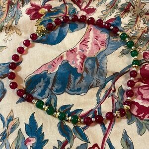 RUBY and Emerald Colored Beaded Necklace